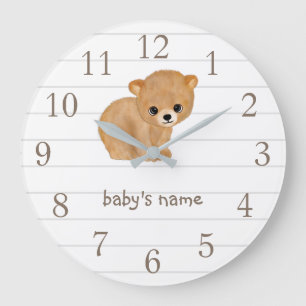 Personalized Cute Bear Nursery Wall Clock Große Wanduhr