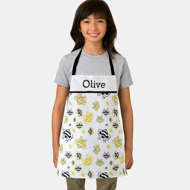 Personalized Cute Bees Pattern Apron – Honey Bee Schürze (Insitu)