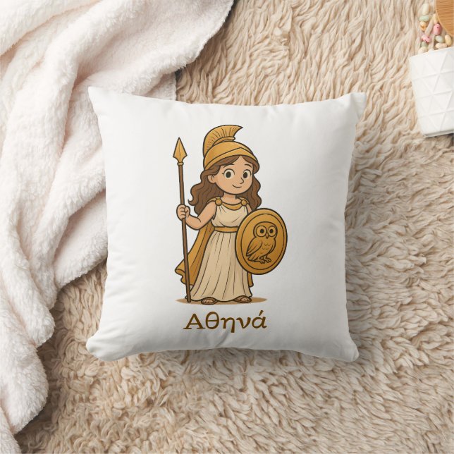 Personalized Cute Cartoon Athena Greek Goddess Kissen (Decke)