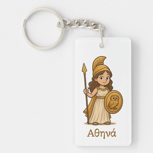 Personalized Cute Cartoon Athena Greek Goddess  Schlüsselanhänger (Vorderseite)