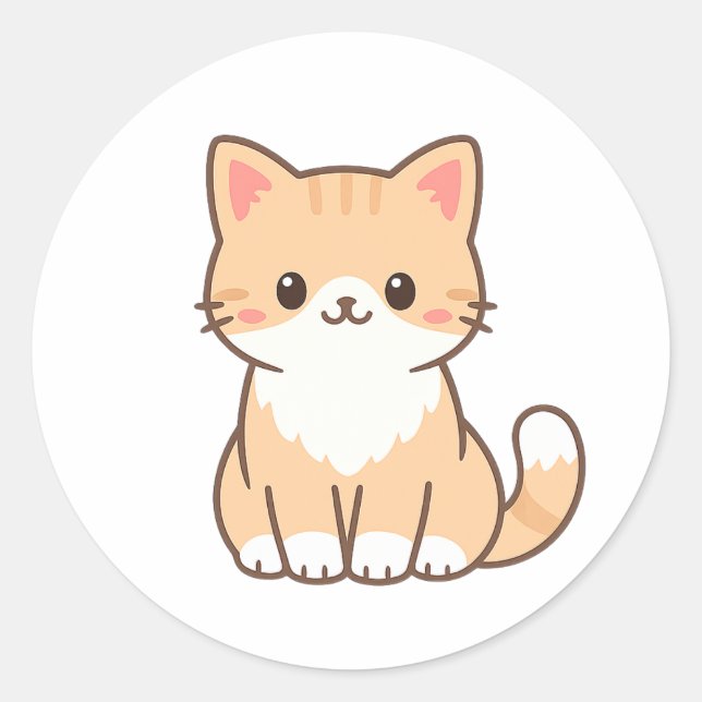 Personalized Cute Cat Gift – Custom Pet Name Minim Runder Aufkleber (Vorderseite)