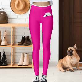 Personalized Cute Cat Pet Pink White Stripes Gift Leggings