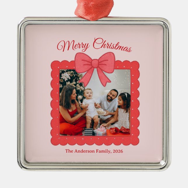 Personalized Cute Christmas Photo Collage  Ornament Aus Metall (Vorne)