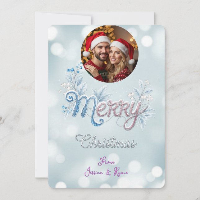 Personalized Cute Couple Photo Christmas  Feiertagskarte (Vorderseite)