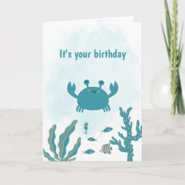 Personalized Cute Crab Birthday Card Karte
