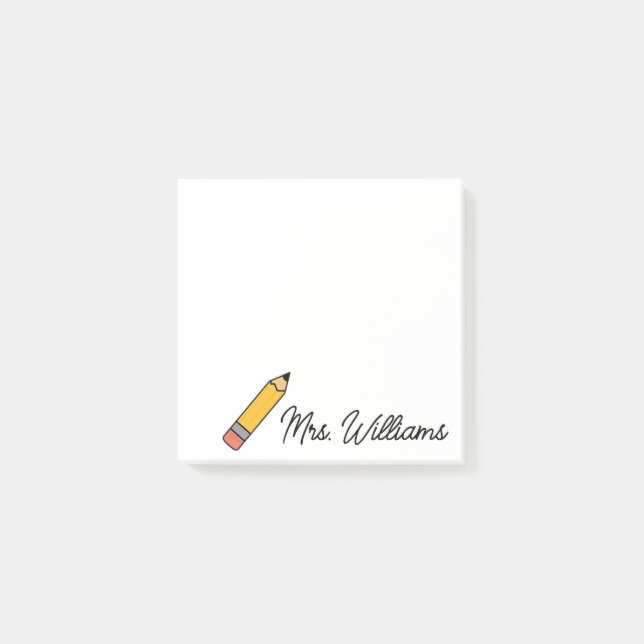 Personalized Cute Crayon Teacher Back to School  Post-it Klebezettel (Vorderseite)