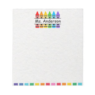 Personalized Cute Crayon Teacher's Notepad Notizblock