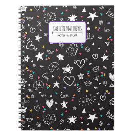 Personalized Cute Doodle Notebook with Name Notizblock