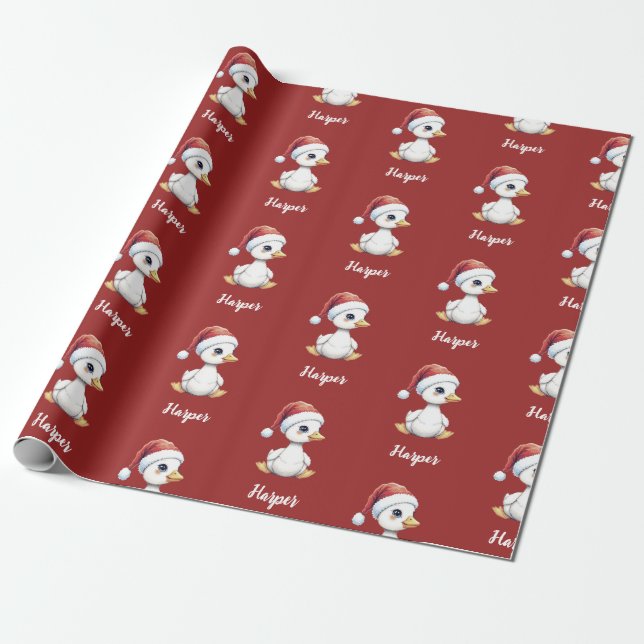 Personalized Cute Festive Christmas Goose Duck Geschenkpapier (Ungerollt)