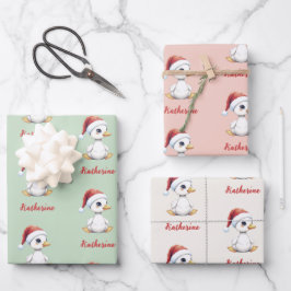 Personalized Cute Festive Christmas Goose Duck  Geschenkpapier Set