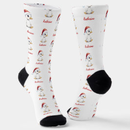 Personalized Cute Festive Christmas Goose Duck  Socken