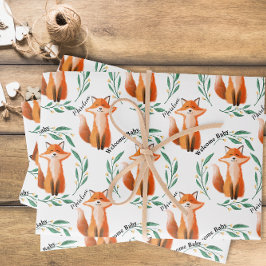 Personalized Cute Fox woodland new baby Geschenkpapier Set