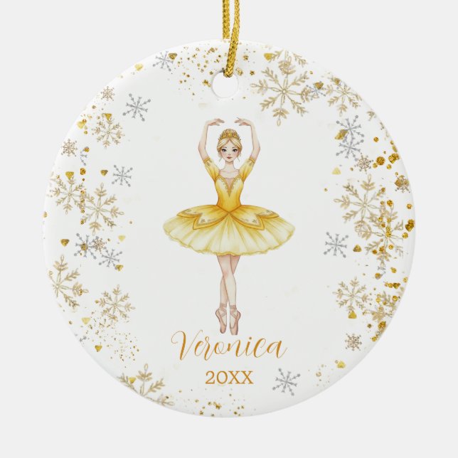 Personalized Cute Girl Ballet Nutcracker Birthday  Keramik Ornament (Vorne)