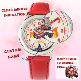 Personalized Cute Girl Firefighter Girls Learning Armbanduhr