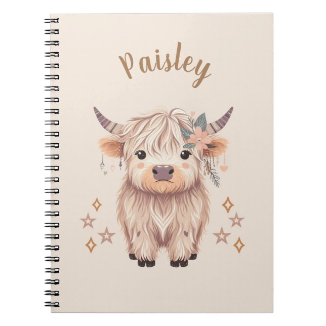 Personalized Cute Highland Cow Notebook Notizblock (Vorderseite)