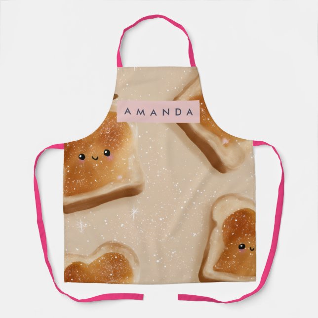 Personalized Cute Kawaii Toast Pattern Schürze (Vorderseite)