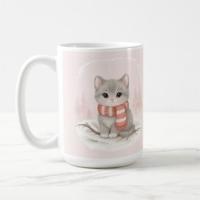 Personalized Cute Kitten Winter Mug Kaffeetasse (Links)