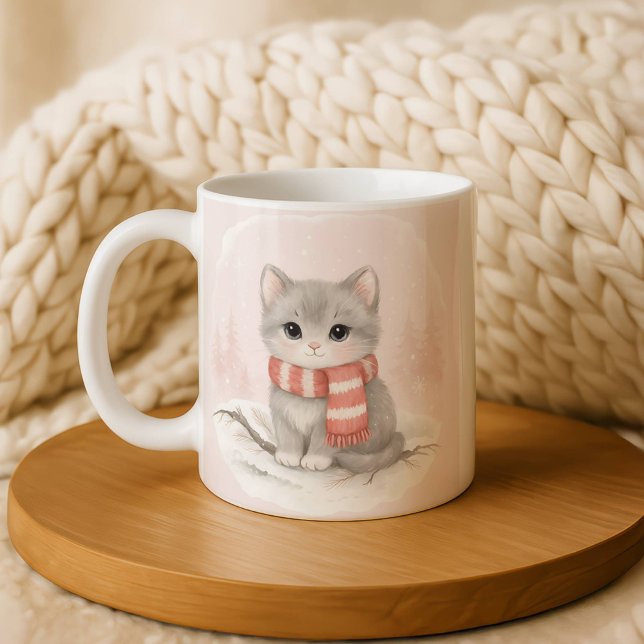 Personalized Cute Kitten Winter Mug Kaffeetasse (Von Creator hochgeladen)