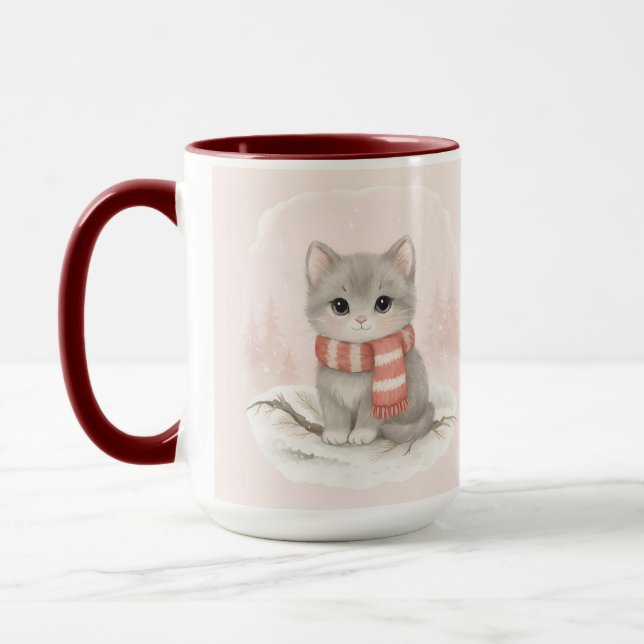 Personalized Cute Kitten Winter Mug Tasse (Links)