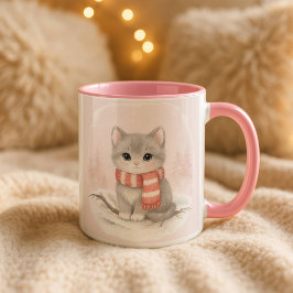 Personalized Cute Kitten Winter Mug Tasse