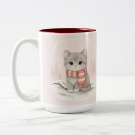 Personalized Cute Kitten Winter Mug Zweifarbige Tasse