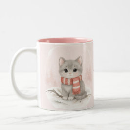 Personalized Cute Kitten Winter Mug Zweifarbige Tasse