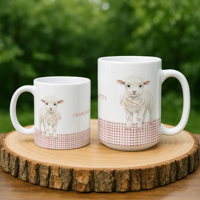 Personalized Cute Lamb Baby Sheep Name Mug Kaffeetasse (Von Creator hochgeladen)