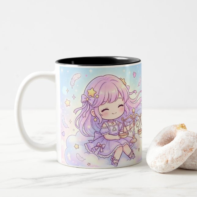 Personalized Cute Libra Zodiac Mug Zweifarbige Tasse (Mit Donut)