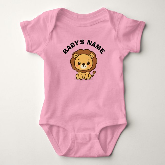 Personalized Cute Lion Baby Bodysuit Strampler (Vorderseite)