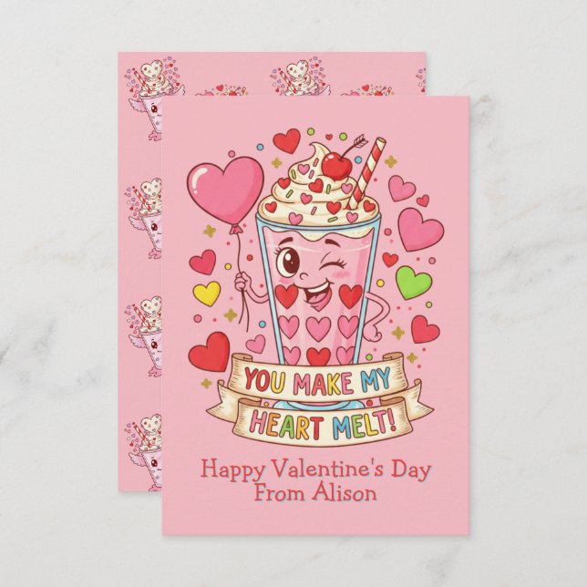 Personalized Cute Milkshake Classroom Valentine (Vorne/Hinten)