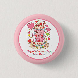 Personalized Cute Milkshake Classroom Valentine Button