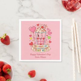 Personalized Cute Milkshake Classroom Valentine Serviette