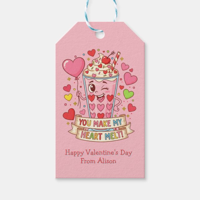 Personalized Cute Milkshake Valentine Geschenkanhänger (Vorderseite)