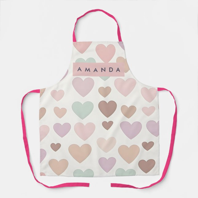 Personalized Cute Minimal Heart Pastel Schürze (Vorderseite)
