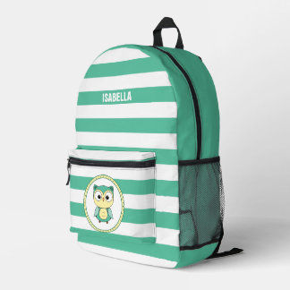 Personalized Cute Owl Stripped Backpack Bedruckter Rucksack