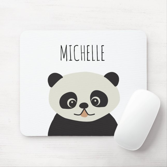 Personalized Cute Panda Illustration Mousepad (Mit Mouse)