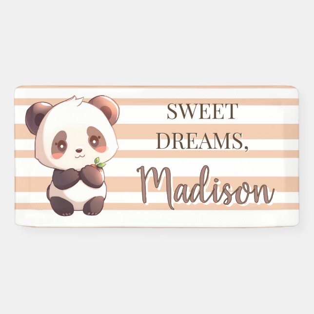 Personalized Cute Panda Sweet Dreams Banner (Horizontal)