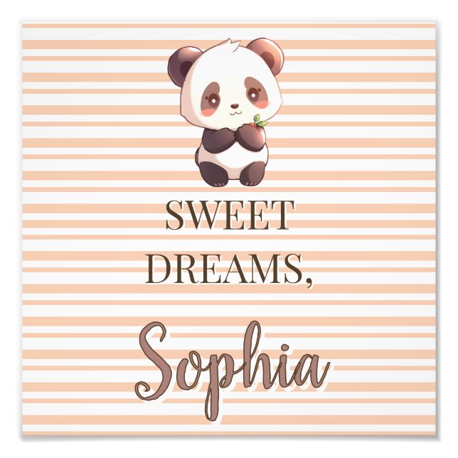 Personalized Cute Panda Sweet Dreams Fotodruck (Vorne)
