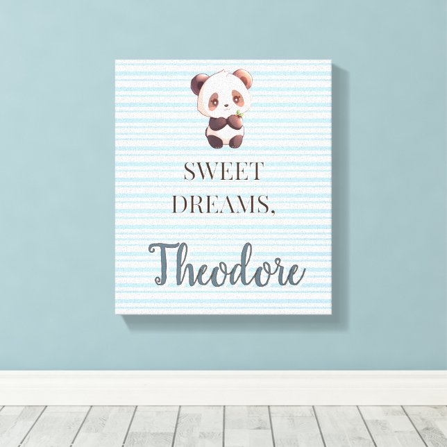 Personalized Cute Panda Sweet Dreams Leinwanddruck (Insitu (Holzboden))