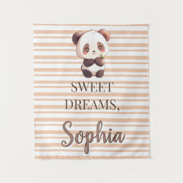 Personalized Cute Panda Sweet Dreams Wandteppich