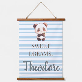 Personalized Cute Panda Sweet Dreams Wandteppich Mit Holzrahmen
