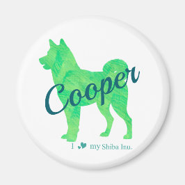 Personalized Cute Pastel Green Shiba Inu - Dog Magnet