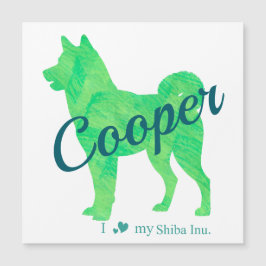 Personalized Cute Pastel Green Shiba Inu - Dog Magnetkarte