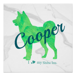 Personalized Cute Pastel Green Shiba Inu - Dog Poster