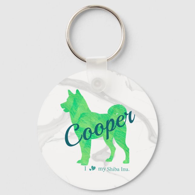 Personalized Cute Pastel Green Shiba Inu - Dog Schlüsselanhänger (Vorderseite)