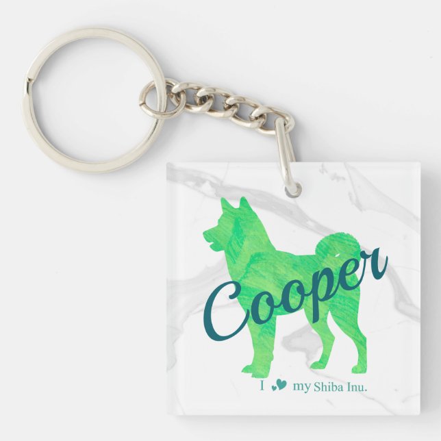 Personalized Cute Pastel Green Shiba Inu Keychain  Schlüsselanhänger (Vorderseite)