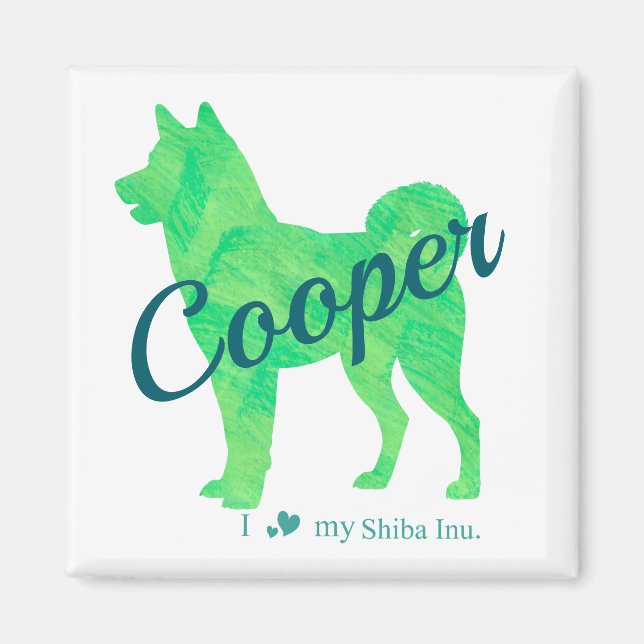 Personalized Cute Pastel Green Shiba Inu Magnet (Vorne)