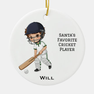 Personalized Cute Personalized Cricket Player Keramik Ornament