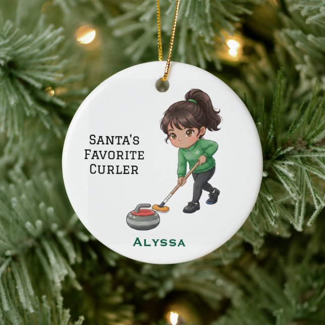 Personalized Cute Personalized Curler/Curling  Keramik Ornament (Baum)
