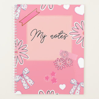 Personalized Cute Pink, Aesthetic “My Notes” Planer